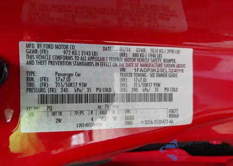 2014 Ford Focus Se z USA, uszkodzony, nr VIN 1FADP3K23EL324018